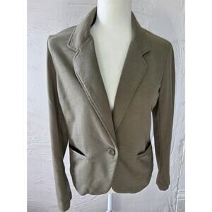 New York & Company Olive Green Single Button Linen Blend Blazer Woman's Size M